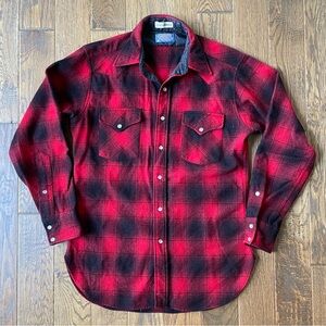 Vintage Pendleton Flannel Plaid Pearl Snap Wool High Grade Western Wear Medium